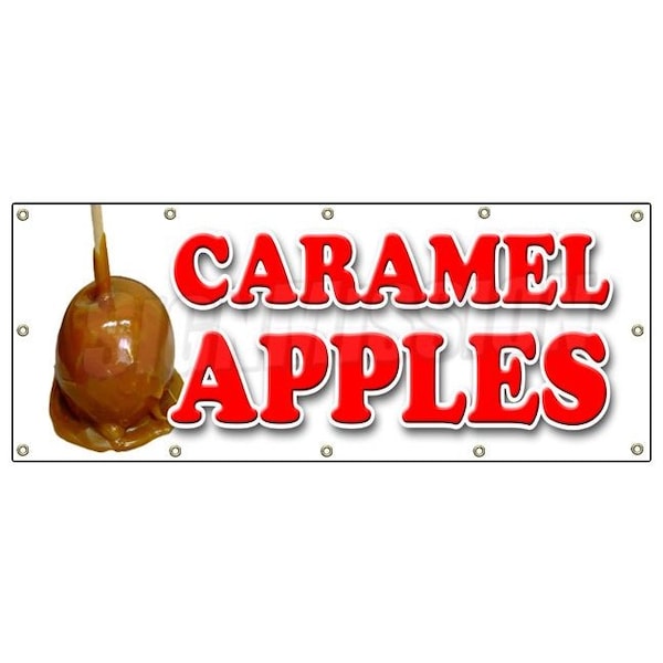 CARAMEL APPLES BANNER SIGN candy apple cart sign signs orchard